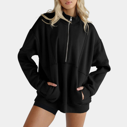 JEMMA - Pull Décontracté à Col Zippé pour Femmes
