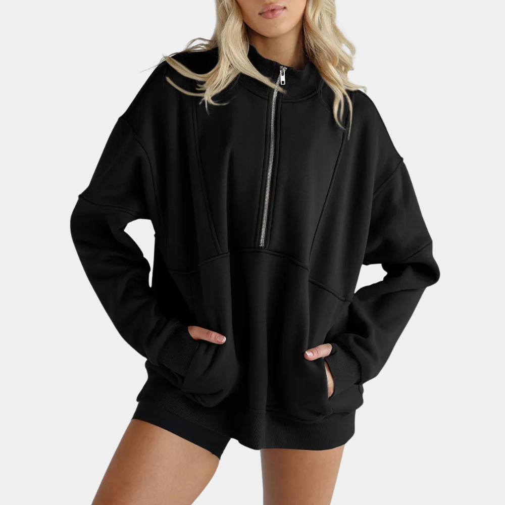 Pull Col Zippé Femme Décontracté et Confortable