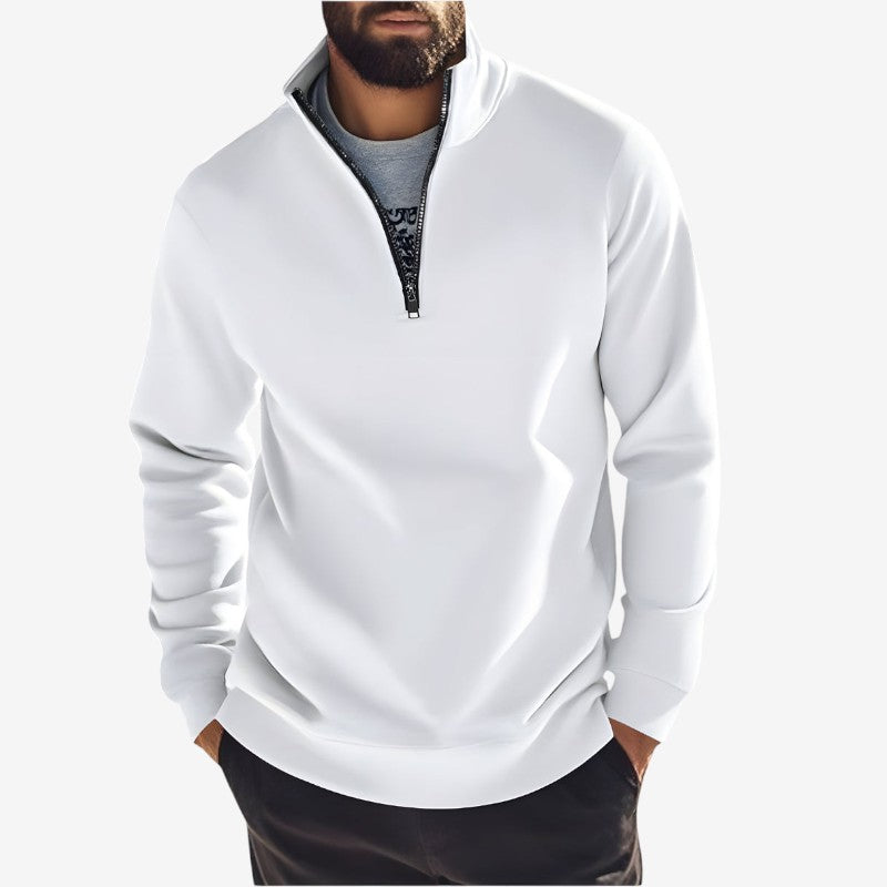 Pull à Manches Longues avec Fermeture Éclair et Col Rond