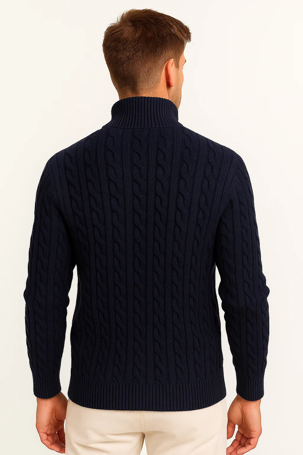 Pull Homme Tricoté Printemps Zopfmuster Zip Dégradé
