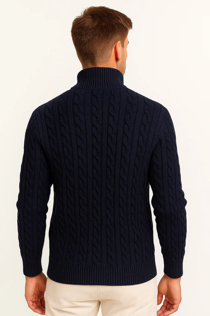 Pull Homme Tricoté Printemps Zopfmuster Zip Dégradé