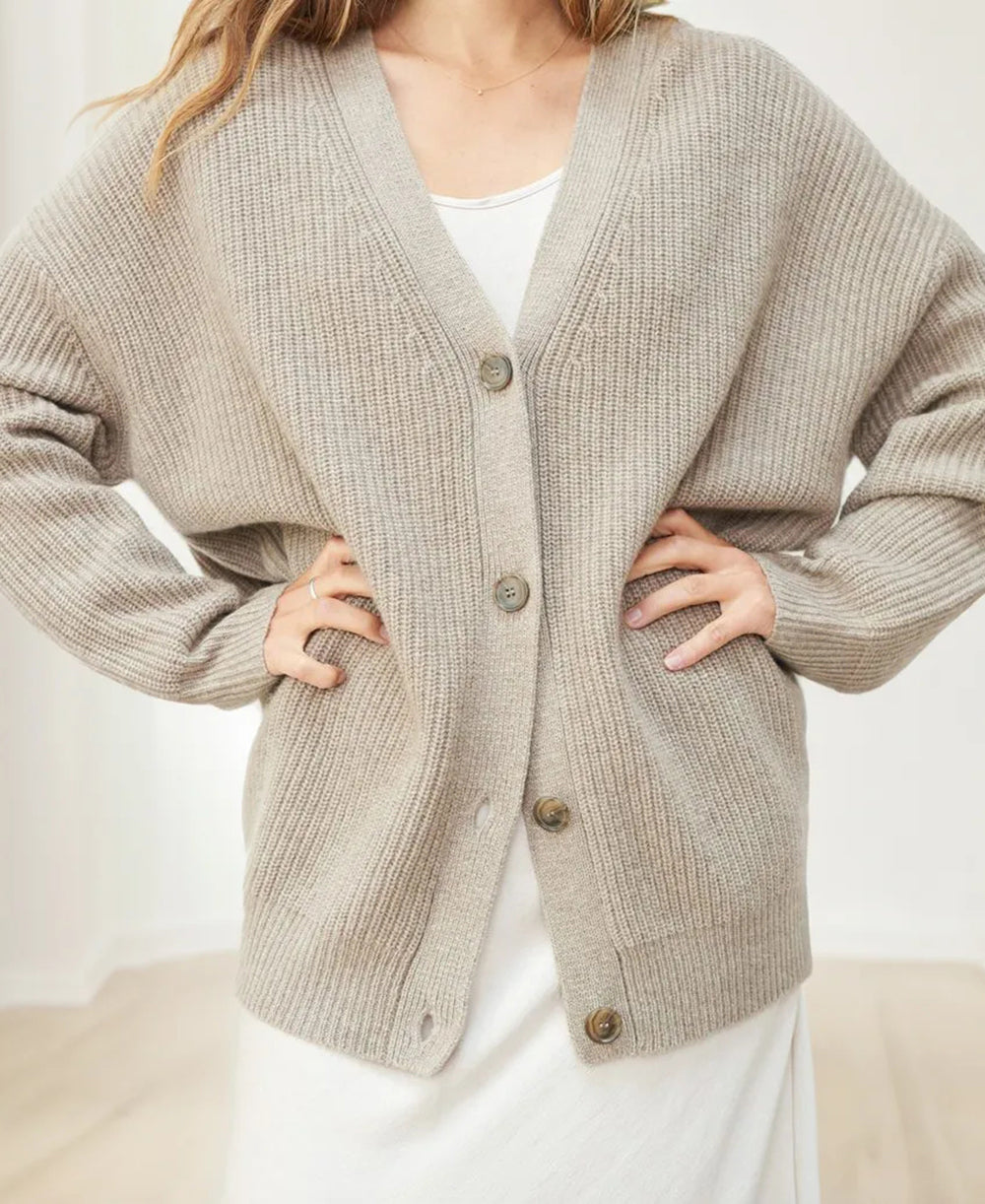 Cardigan Côtelé Boutonné Pour Femme | Grande Taille