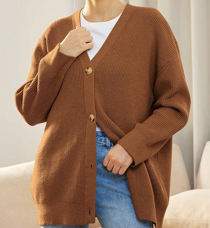 Cardigan Côtelé Boutonné Pour Femme | Grande Taille