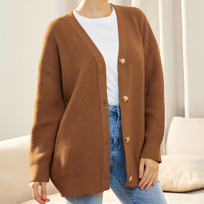 Cardigan Femme Grande Taille Boutonné Côtelé Élégant