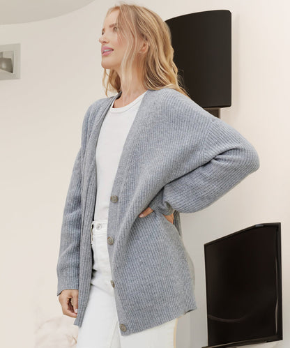 Cardigan Côtelé Boutonné Pour Femme | Grande Taille