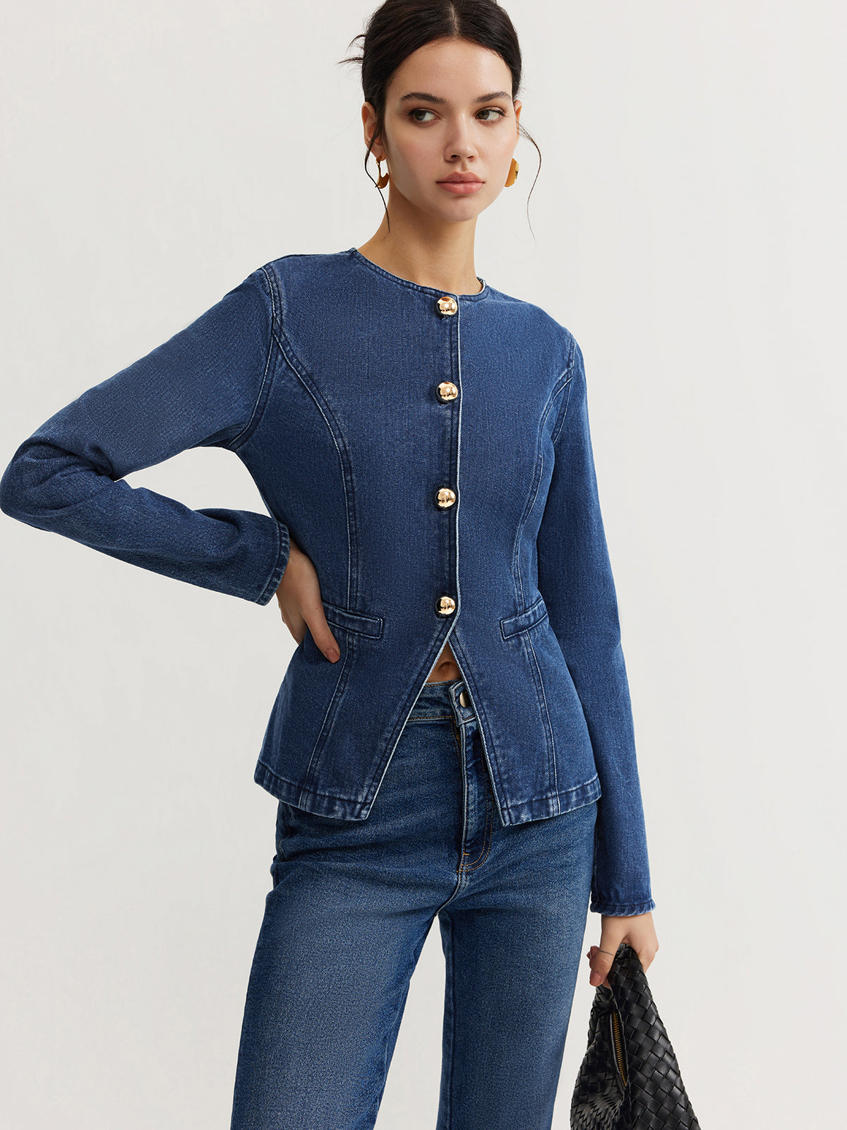 Veste Femme Denim Cintrée Coupe Structurée - PanierRoyale