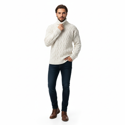 Pull Homme Laine Mérinos Chaud et Élégant pour Hiver
