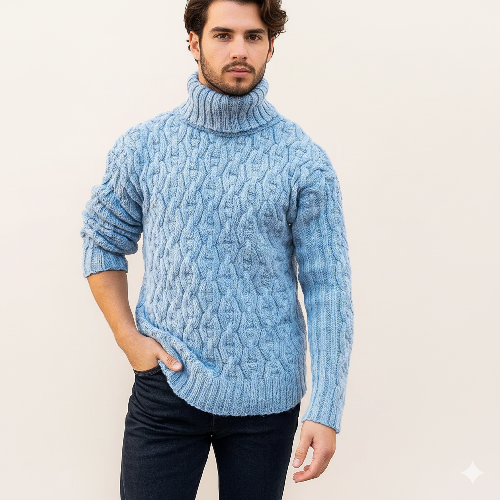 Pull Homme Laine Mérinos Chaud et Élégant pour Hiver
