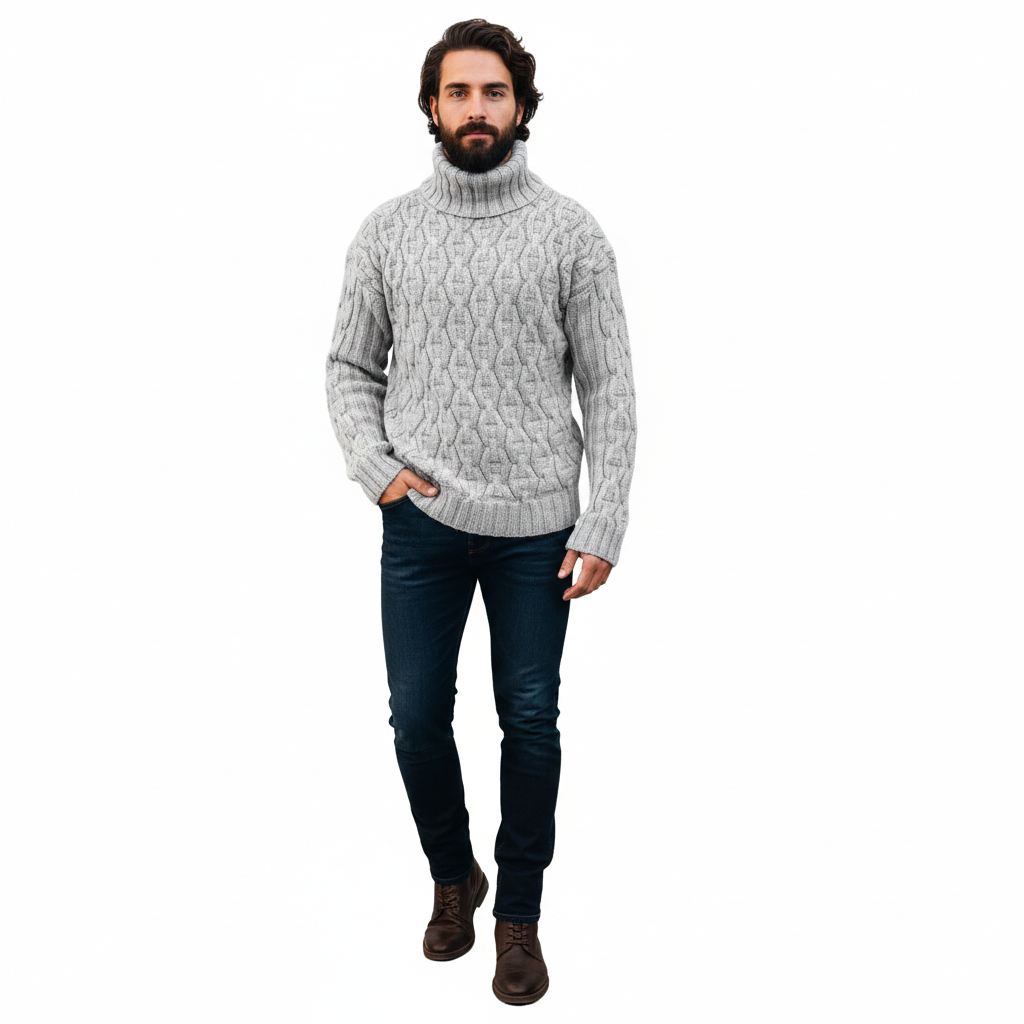 Pull Homme Laine Mérinos Chaud et Élégant pour Hiver - PanierRoyale