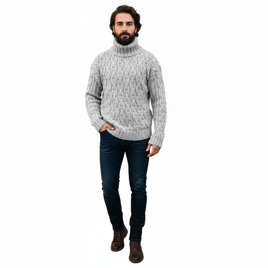 Pull Homme Laine Mérinos Chaud et Élégant pour Hiver - PanierRoyale