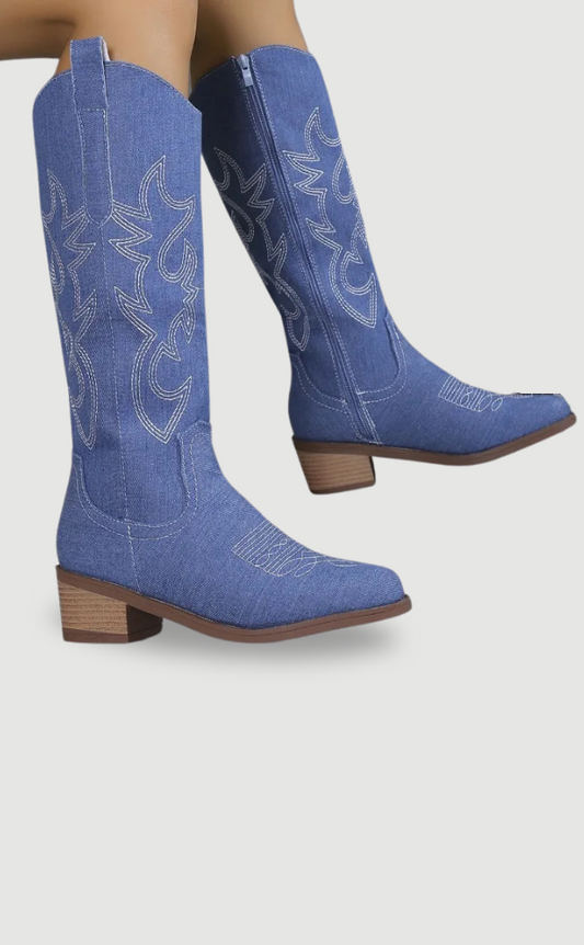 Bottes Cowboy Dénim Féminines - BerlinGlamour
