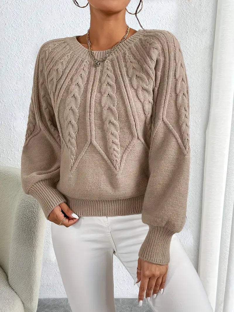 Pull Femme Tricot Élégant Manches Bouffantes
