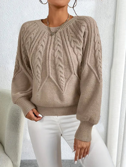 Pull Femme Tricot Élégant Manches Bouffantes