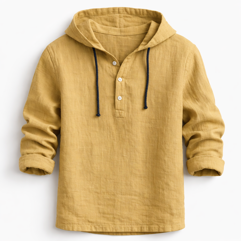Chemise Homme Lin Coupe Décontractée Capuche Ajustable