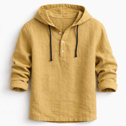 Chemise Homme Lin Coupe Décontractée Capuche Ajustable