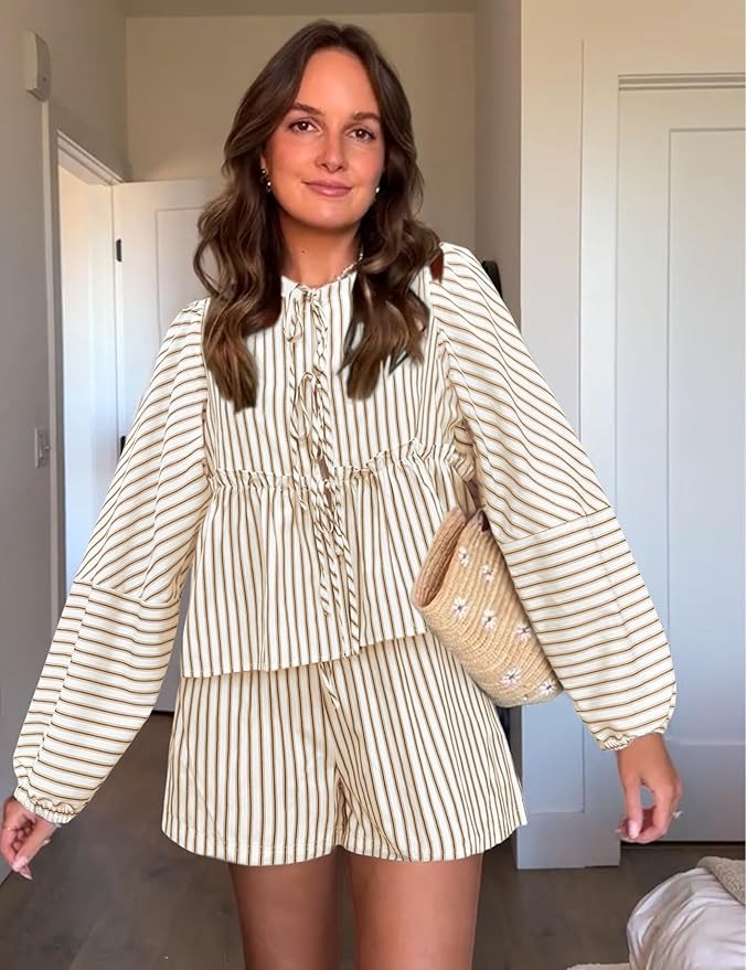 Robe Femme Rayée Manches Longues pour Été - PanierRoyale