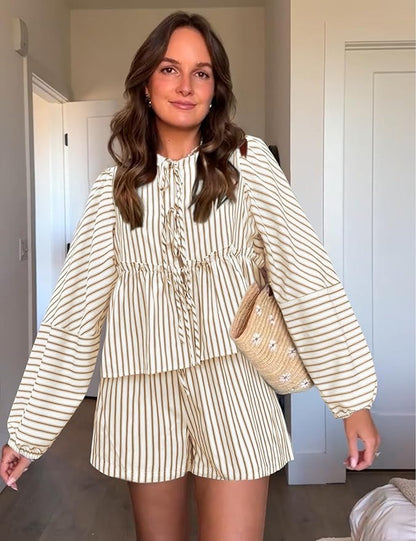 Robe Femme Rayée Manches Longues pour Été - PanierRoyale