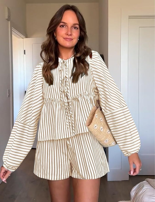 Robe Femme Rayée Manches Longues pour Été - PanierRoyale