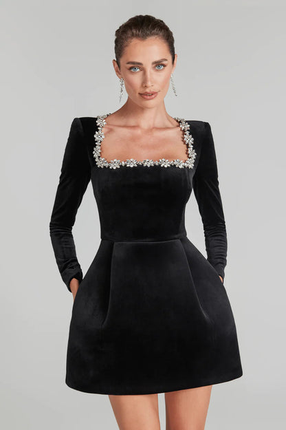 Robe en Velvet Élégante Noir - BerlinGlamour