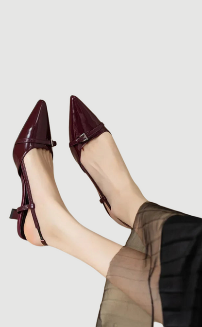 Sandales en cuir à talon moyen pour femme