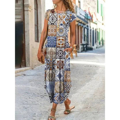Robe Longue Femme Noire Élégante à Fleurs Exotiques
