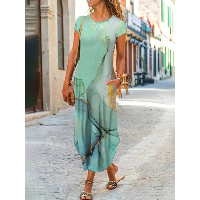 Robe Longue Femme Noire Élégante à Fleurs Exotiques