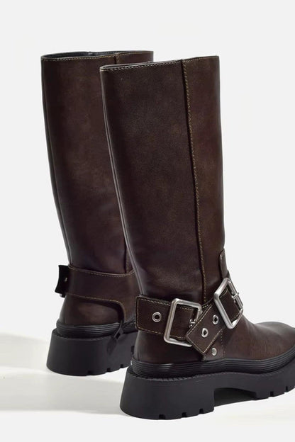 Bottines Femme Motard Robustes et Confortables