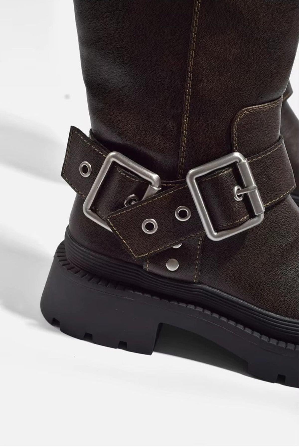 Bottines Femme Motard Robustes et Confortables