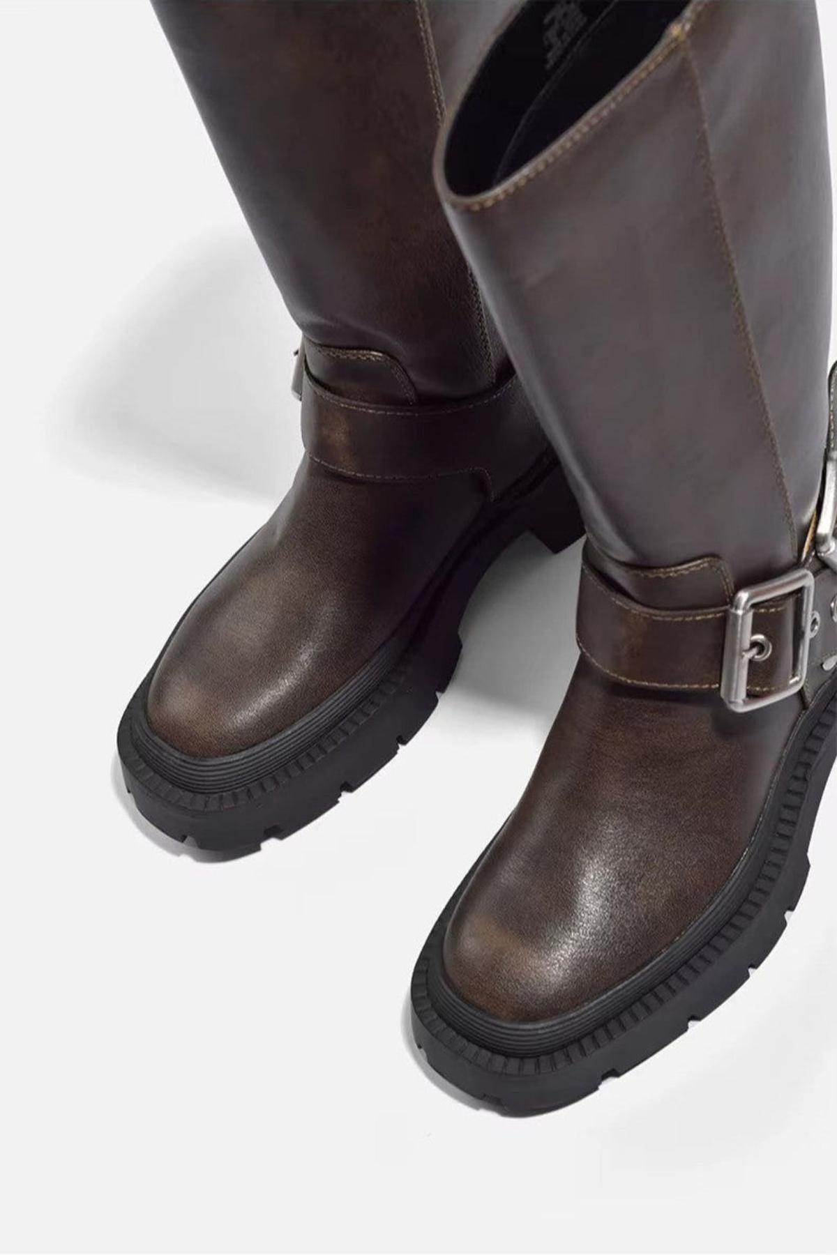 Bottines Femme Motard Robustes et Confortables