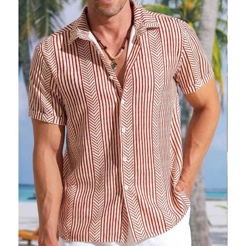 Chemise Homme Manches Courtes Style Rétro Chic