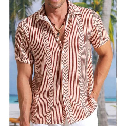 Chemise Homme Manches Courtes Style Rétro Chic