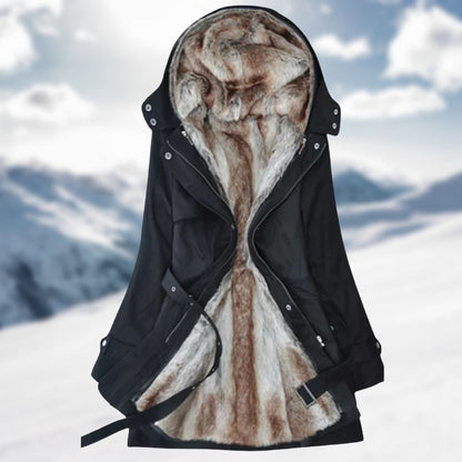 Parka Femme Chic - Capuche Fourrure Artificielle et Ceinture Réglable