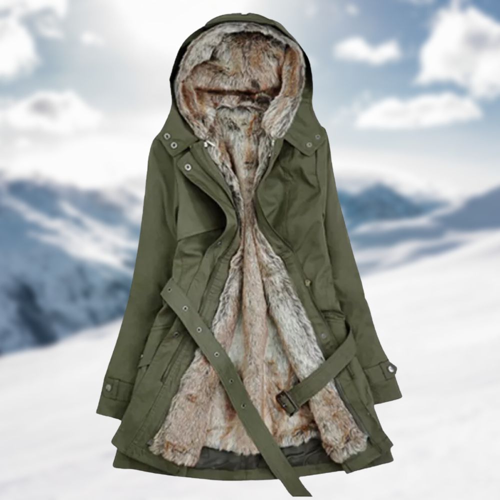 Parka Femme Chic - Capuche Fourrure Artificielle et Ceinture Réglable
