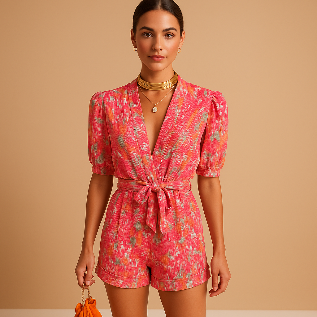Robe de Soirée Élégante avec Ceinture et Décolleté Profond - PanierRoyale