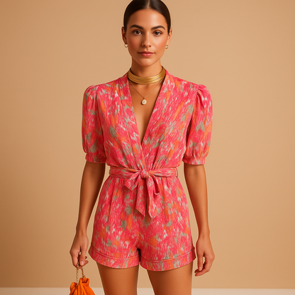 Robe de Soirée Élégante avec Ceinture et Décolleté Profond - PanierRoyale