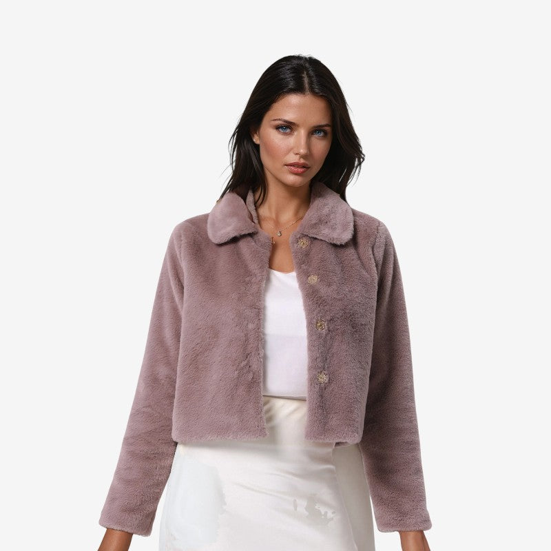 Manteau Femme Chic à Col Boutonné et Doublure Chaude