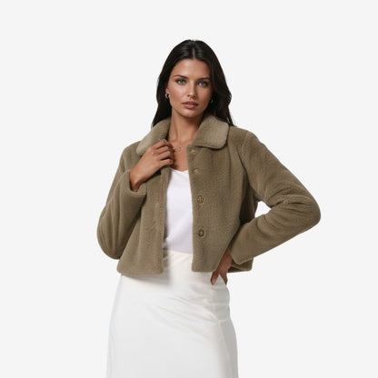 Manteau Femme Chic à Col Boutonné et Doublure Chaude