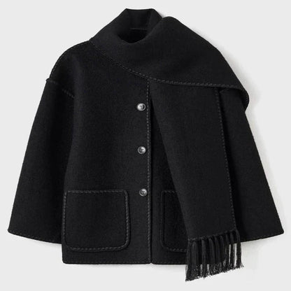 Manteau Hiver Élégant à Franges Contrastes Modernes