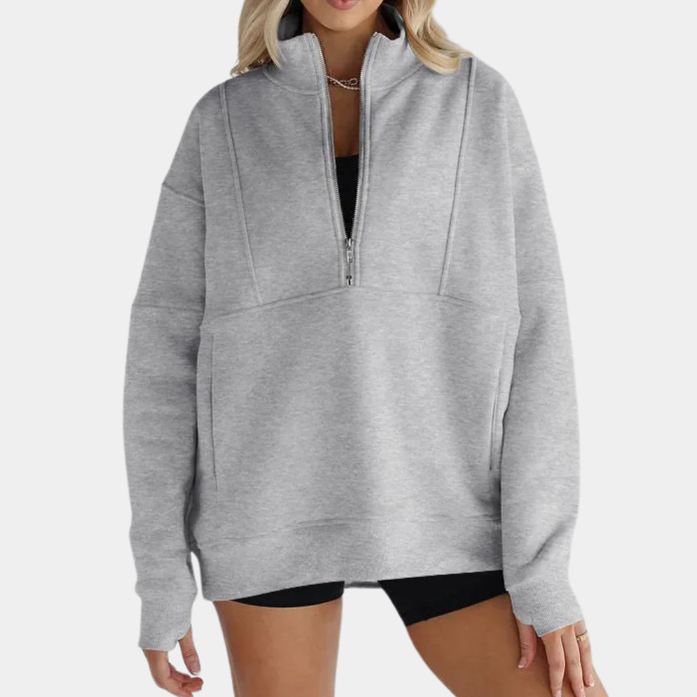 JEMMA - Pull Décontracté à Col Zippé pour Femmes