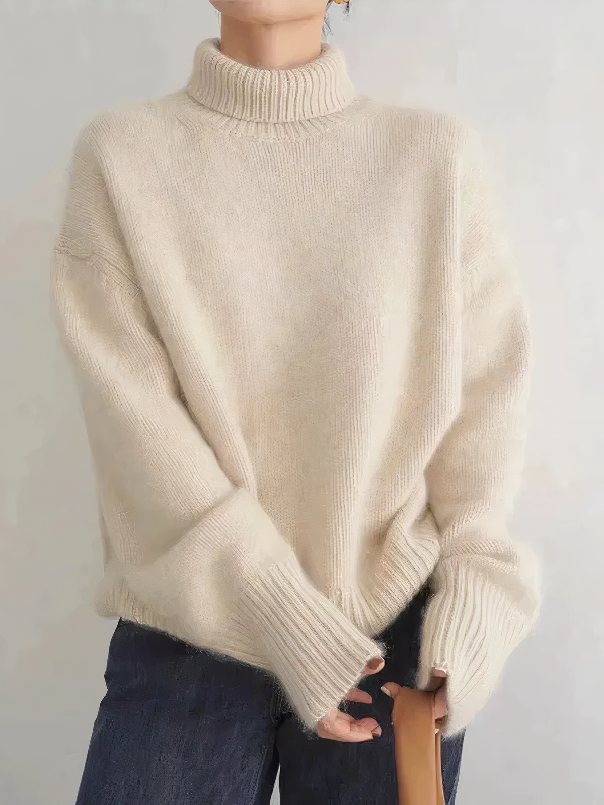 Pull D'hiver Tendance En Cachemire À Col Roulé Pour Femme | Manches Longues