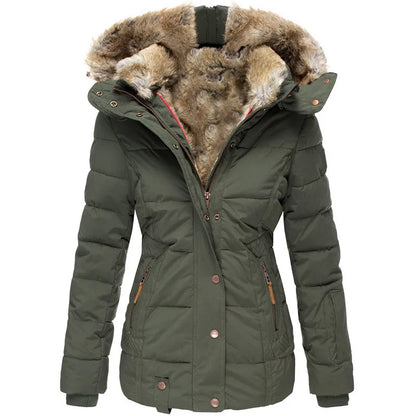 Manteau Femme Hiver Doux à Capuche Fourrée