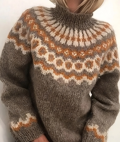 Pull à Col Roulé Femme Laine Islandaise Douce