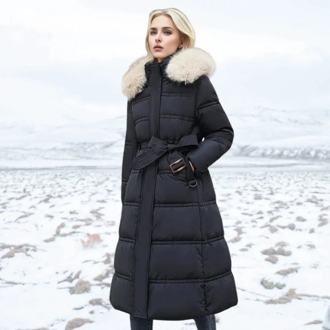 Manteau Femme Long Hivernal Doux avec Col Montant