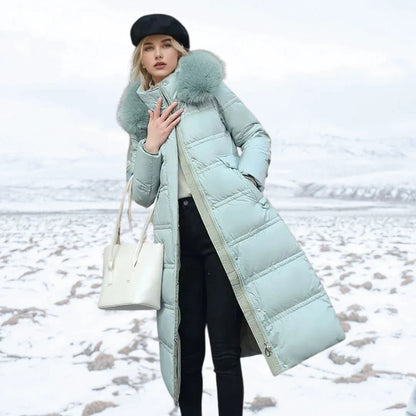 Manteau Femme Long Hivernal Doux avec Col Montant