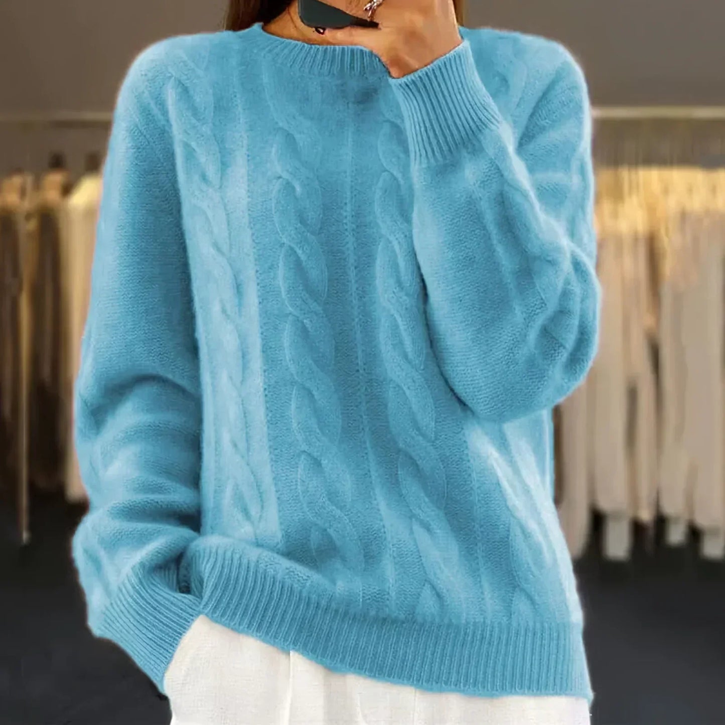 Pull Femme en Laine Mélange Doux et Chaud