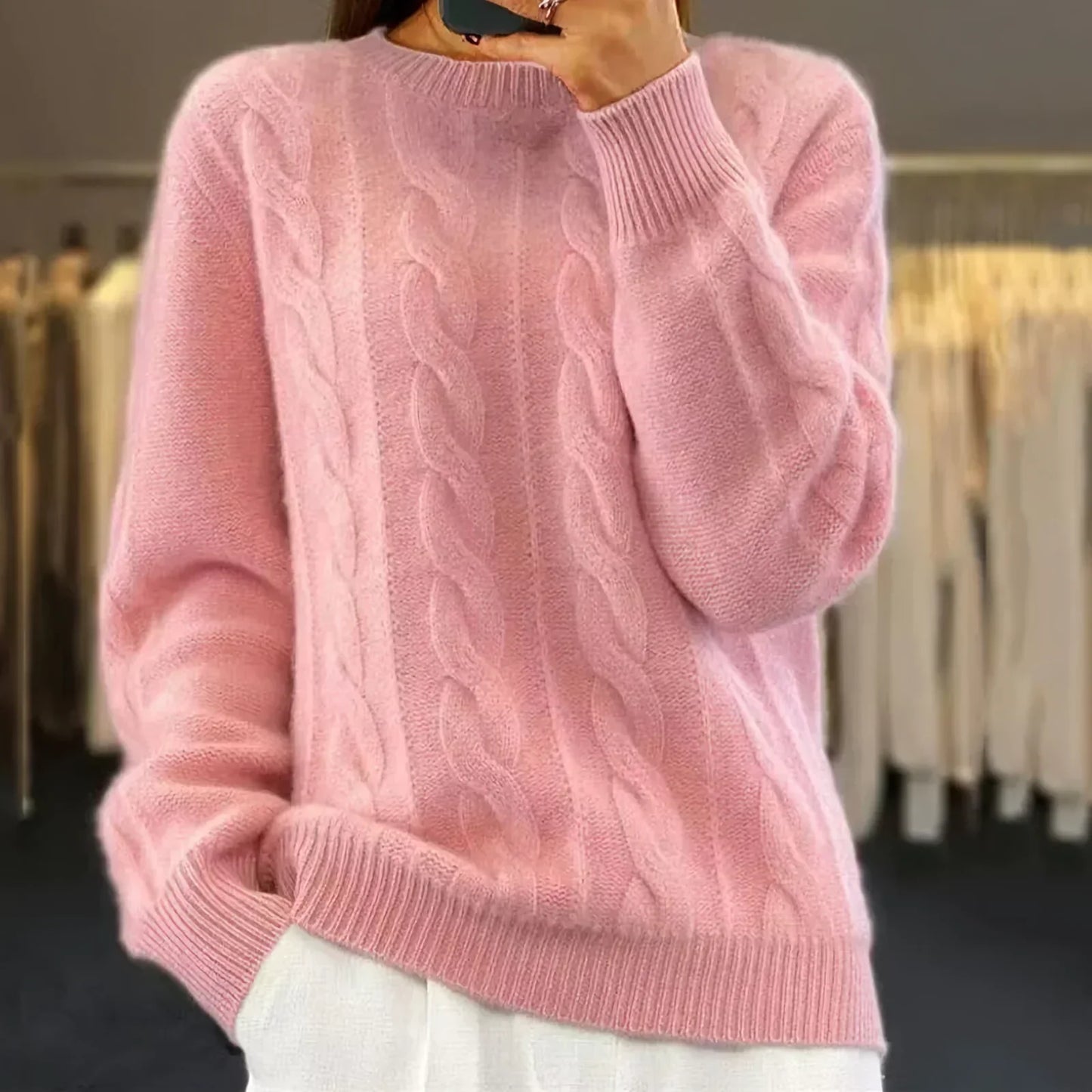 Pull Femme en Laine Mélange Doux et Chaud