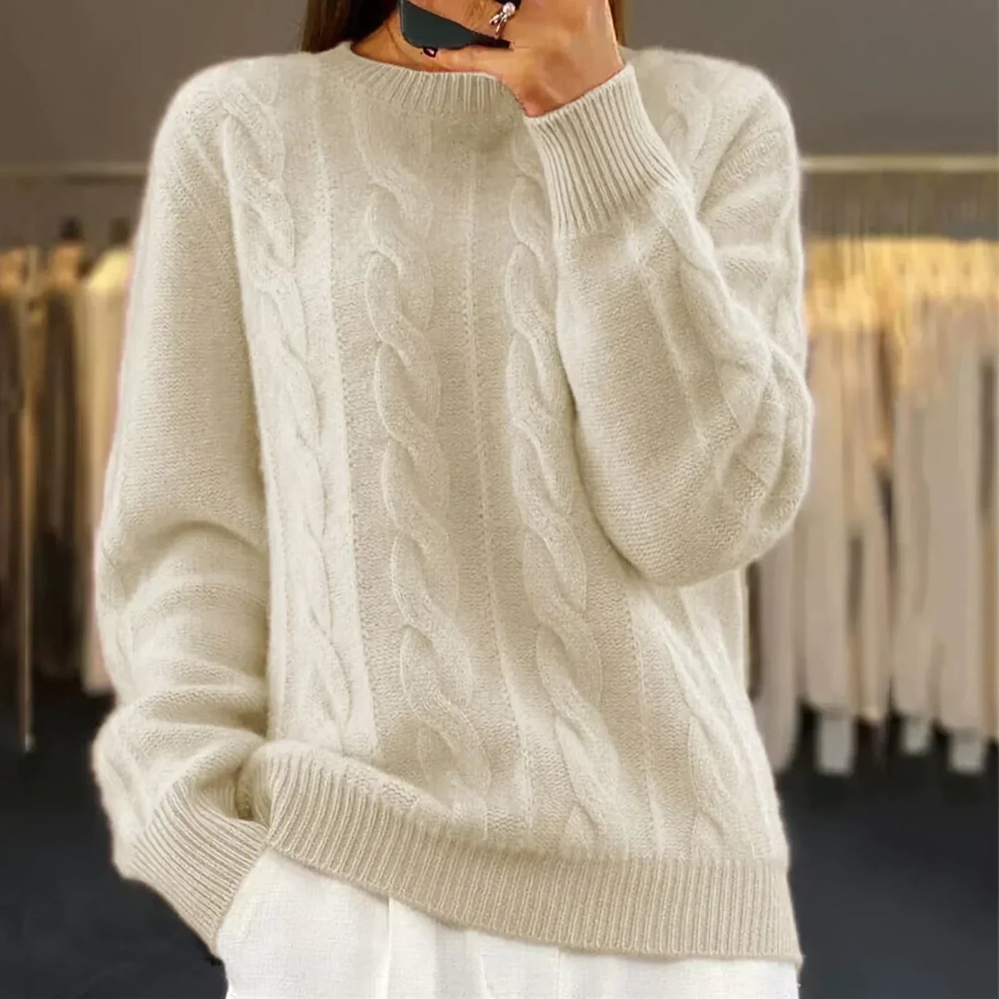 Pull Femme en Laine Mélange Doux et Chaud