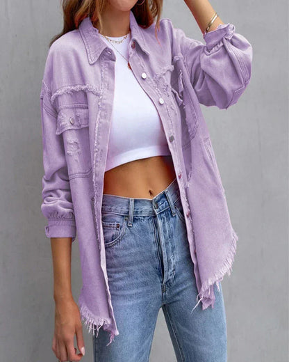 Veste jean femme noir décontractée chic