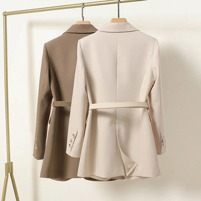 Lisa - Blazer long et élégant avec ceinture pour femmes