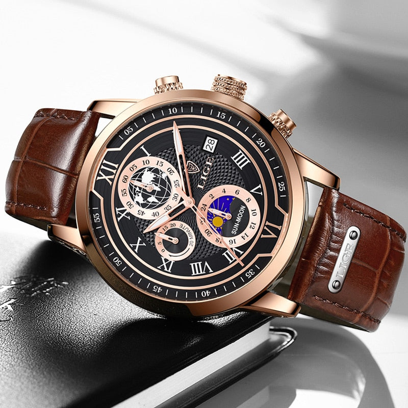 Montre Chronographe Cuir Homme Élégante
